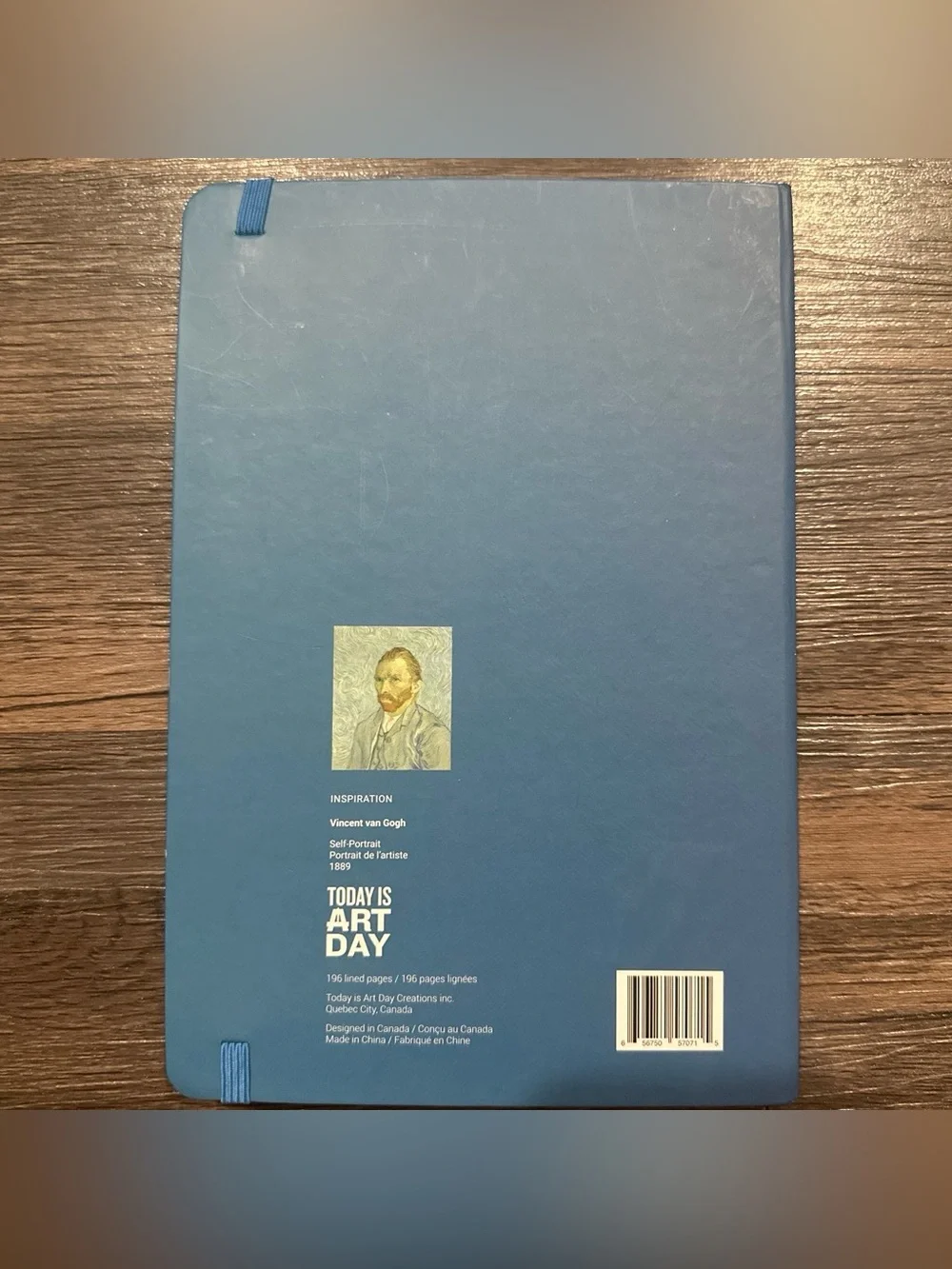 Pixel Art Portrait Van Gogh Hard Cover Journal - Blue & Teal